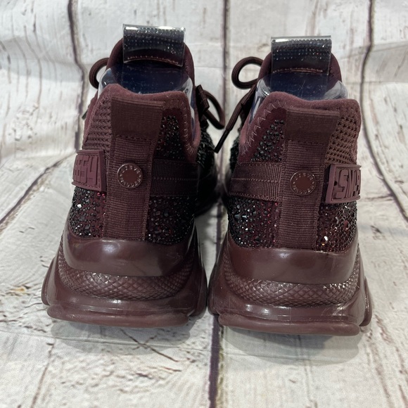 STEVE MADDEN Women's Maxima Sneakers Burgundy Rhinestone-8M - Picture 5 of 7